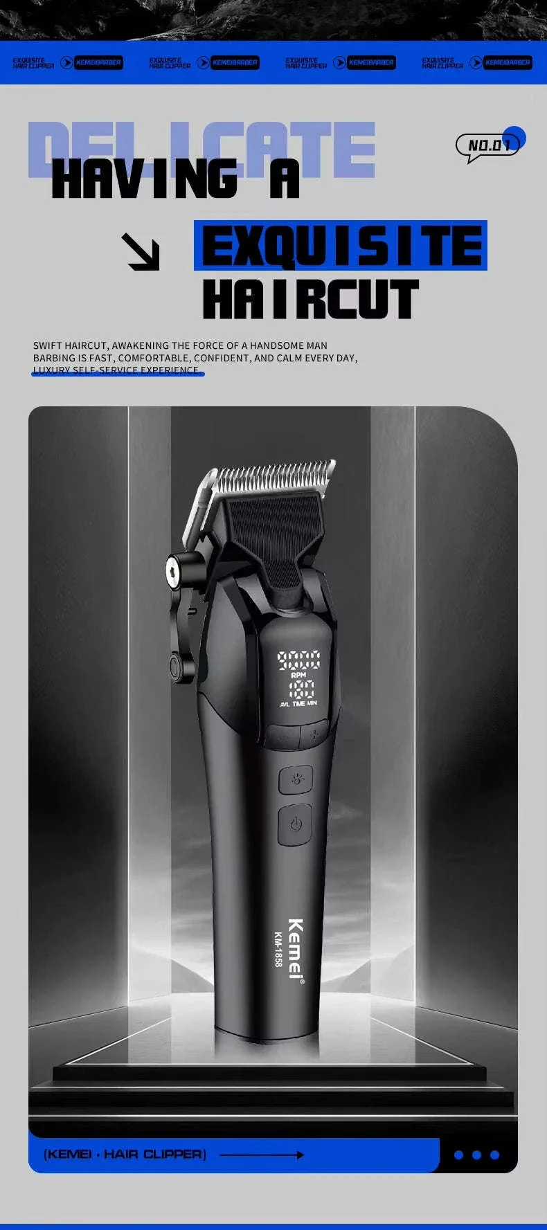 Kemei Barber Clippers Kit for Precise Home Grooming - Image 10