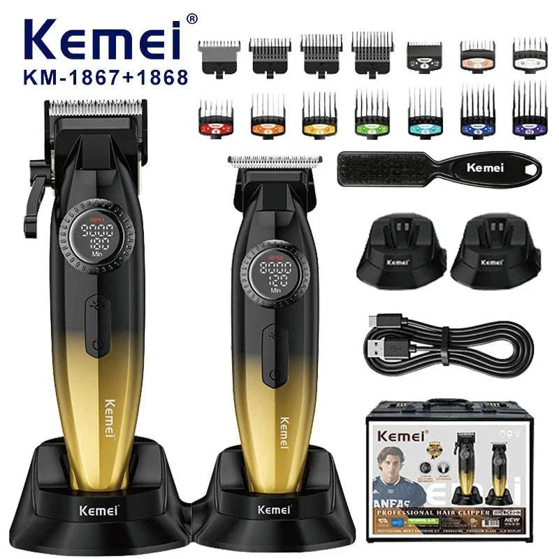 Kemei Professional Hair Clipper & Trimmer Set LCD Zero Gap