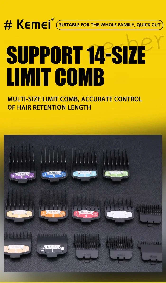 Kemei Professional Hair Clipper & Trimmer Set LCD Zero Gap - Image 13