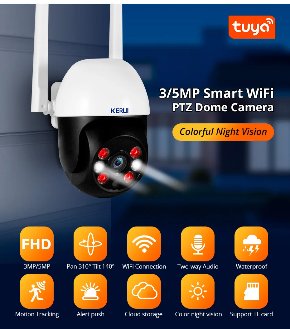 KERUI 5MP Outdoor WiFi Dome Security Camera with Auto Tracking - Image 2