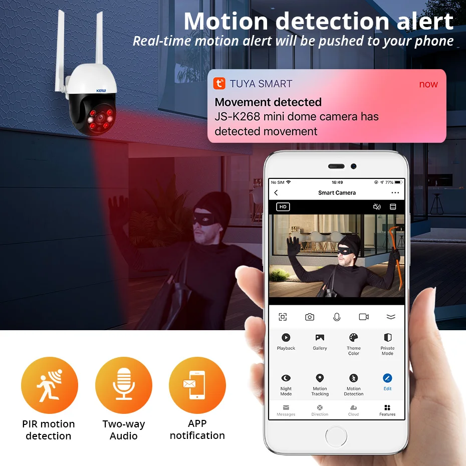 KERUI 5MP Outdoor WiFi Dome Security Camera with Auto Tracking - Image 5