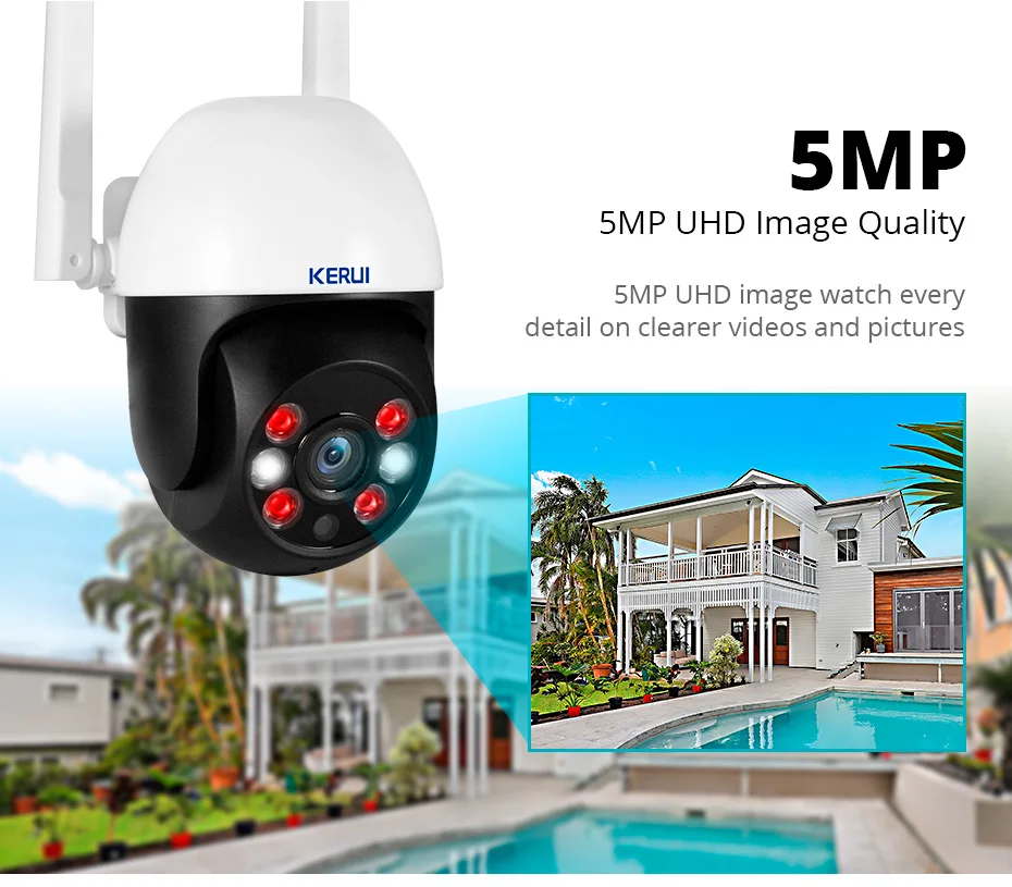KERUI 5MP Outdoor WiFi Dome Security Camera with Auto Tracking - Image 7