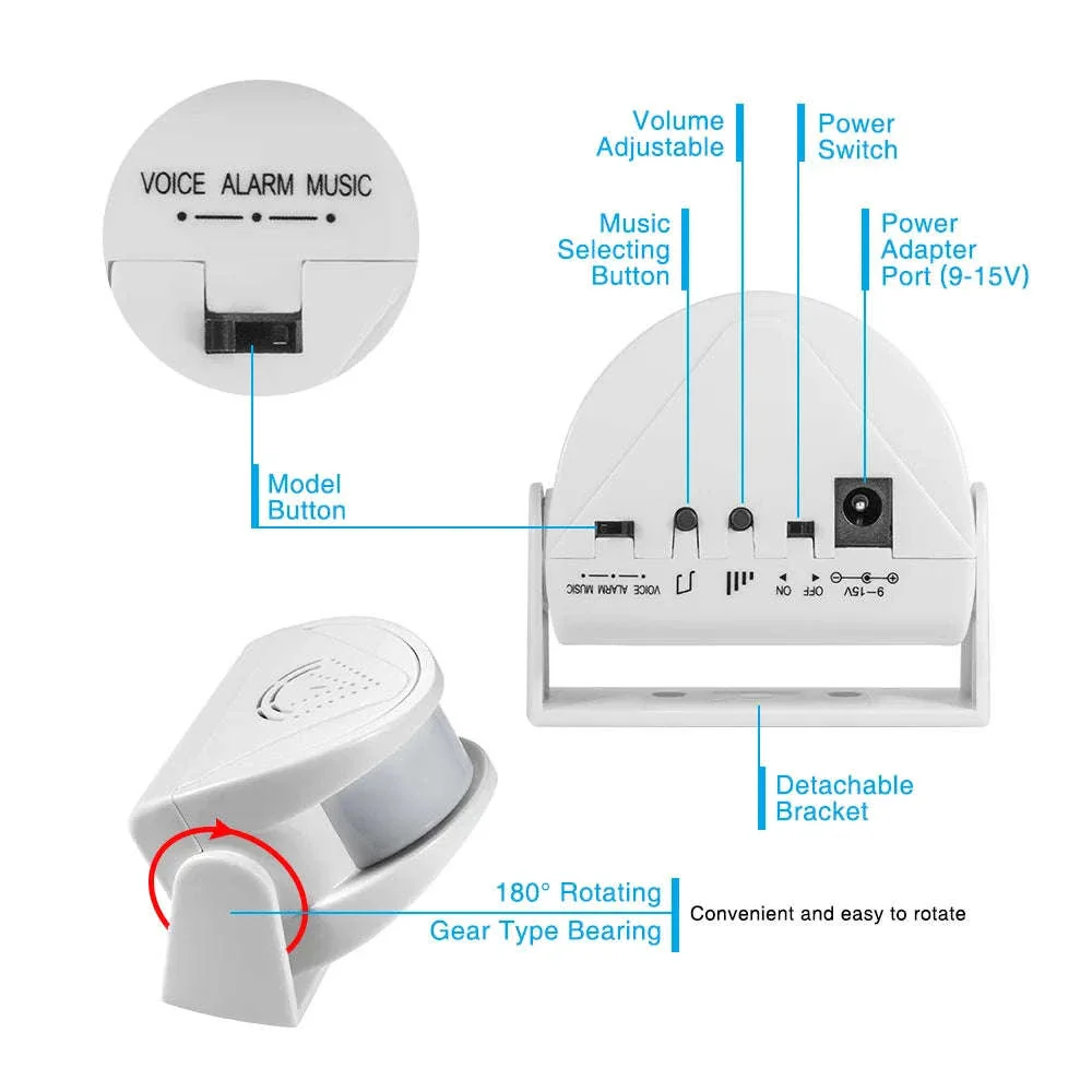 Wireless PIR Motion Sensor Door Chime Alarm with 3 Modes - Image 16