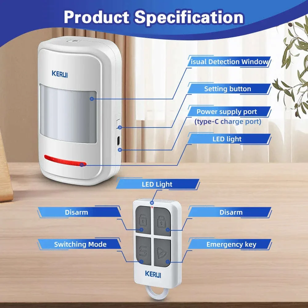 KERUI Wireless PIR Motion Sensor Alarm with Remote, 433MHz - Image 13