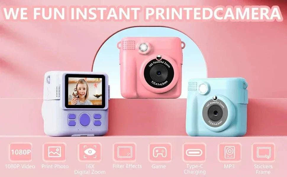 Kids Instant Print Camera with 1080P Video and 32GB Card - Image 7