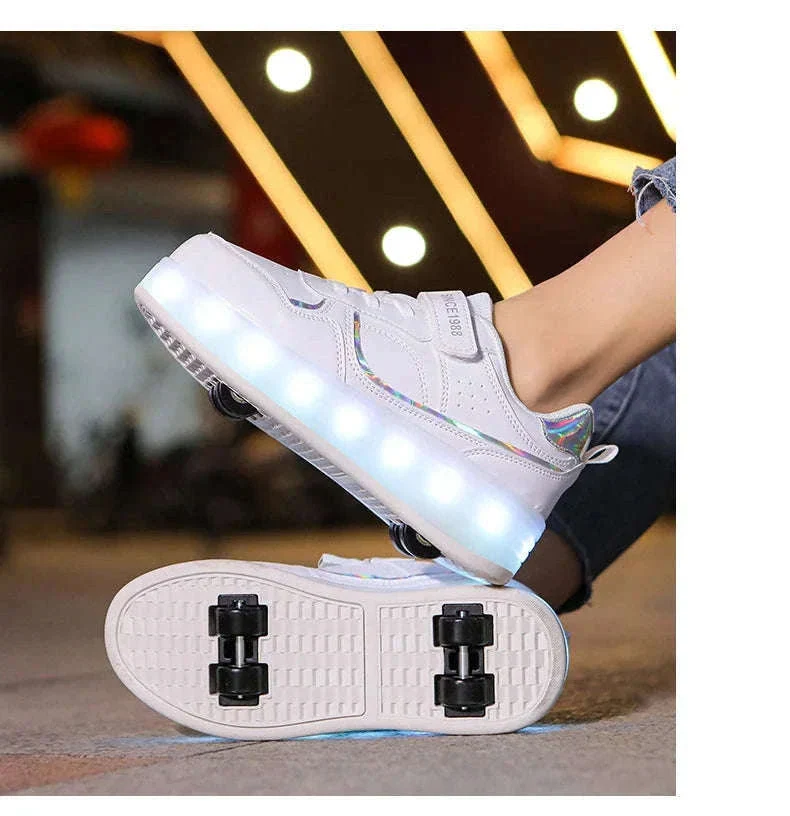 Kids LED Roller Skate Shoes with 4 Wheels Light Up Sneakers - Image 14