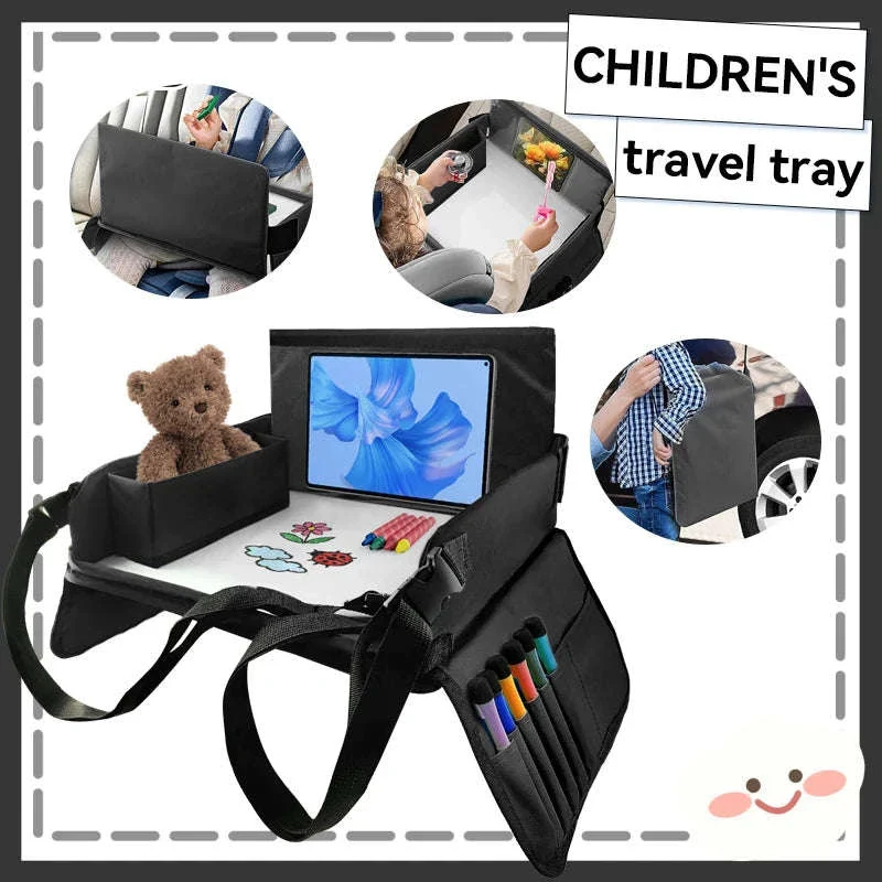 Kids Travel Tray with Tablet Pocket and Foldable Design - Image 8