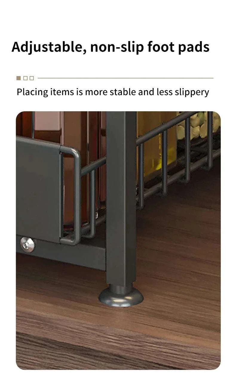 Adjustable Pull-Out Under Sink Organizer Double Layer Steel Rack - Image 9