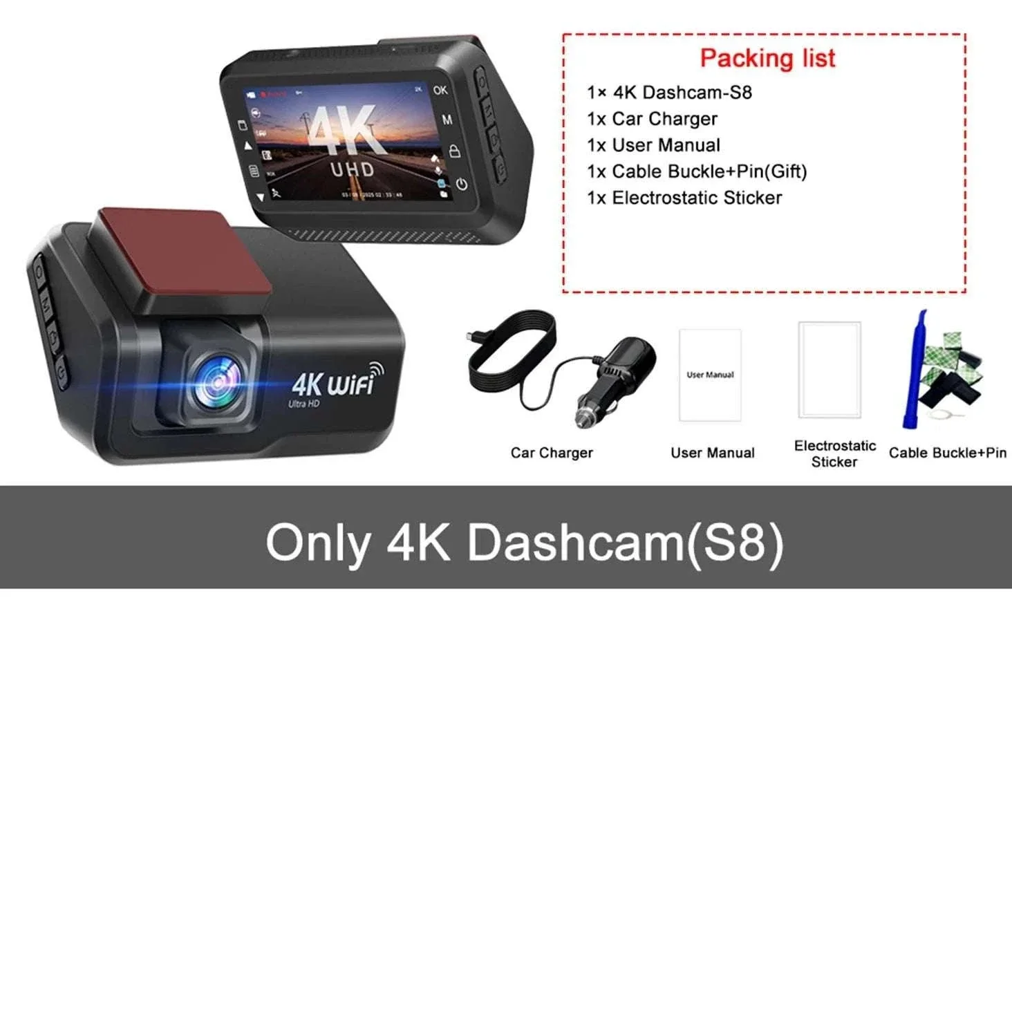 4K Front & Rear Dash Cam with WiFi, Night Vision & Parking Monitor - Image 19