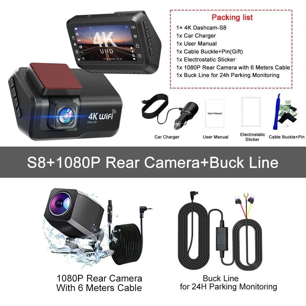 4K Front & Rear Dash Cam with WiFi, Night Vision & Parking Monitor - Image 24