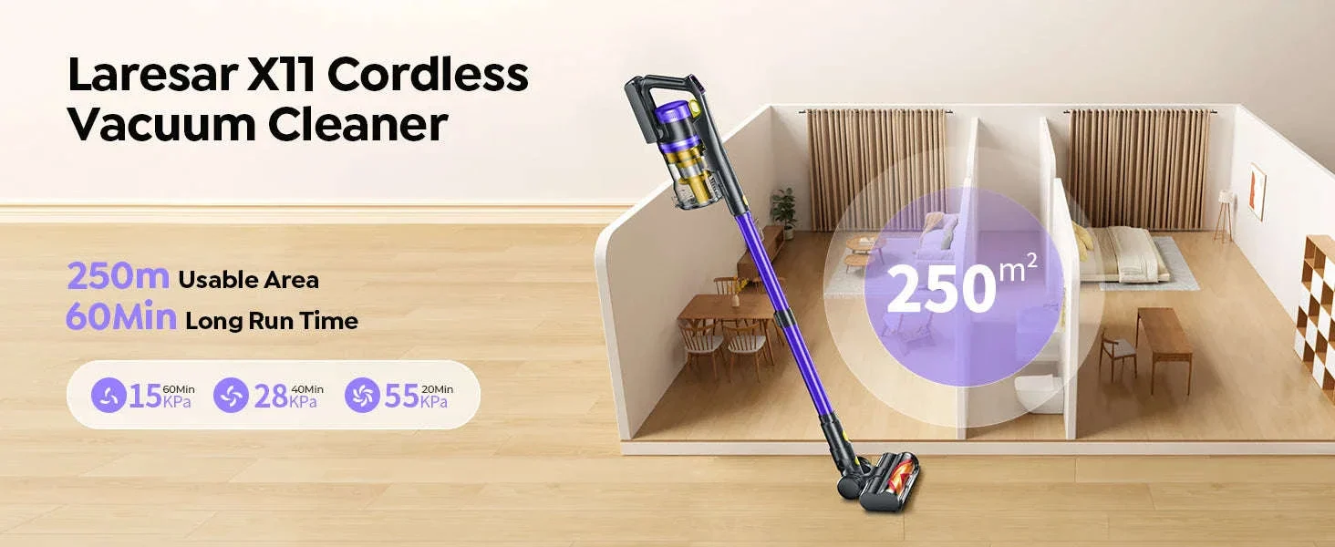 Laresar X11 Cordless Vacuum Cleaner with 550W Deep Suction - Image 11