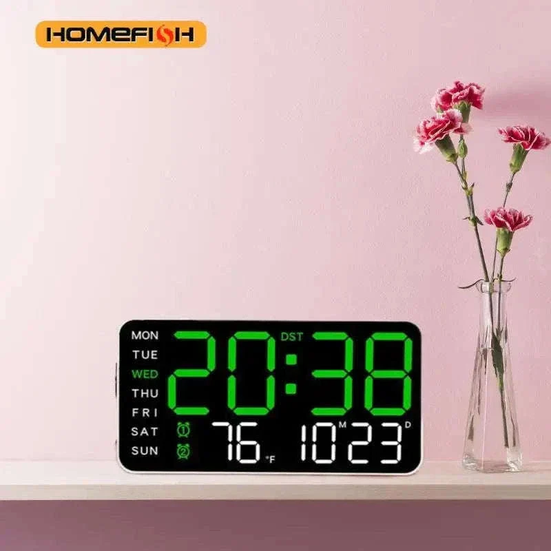 Large LED Digital Wall Clock with Temperature, Date & Remote Control - Image 10