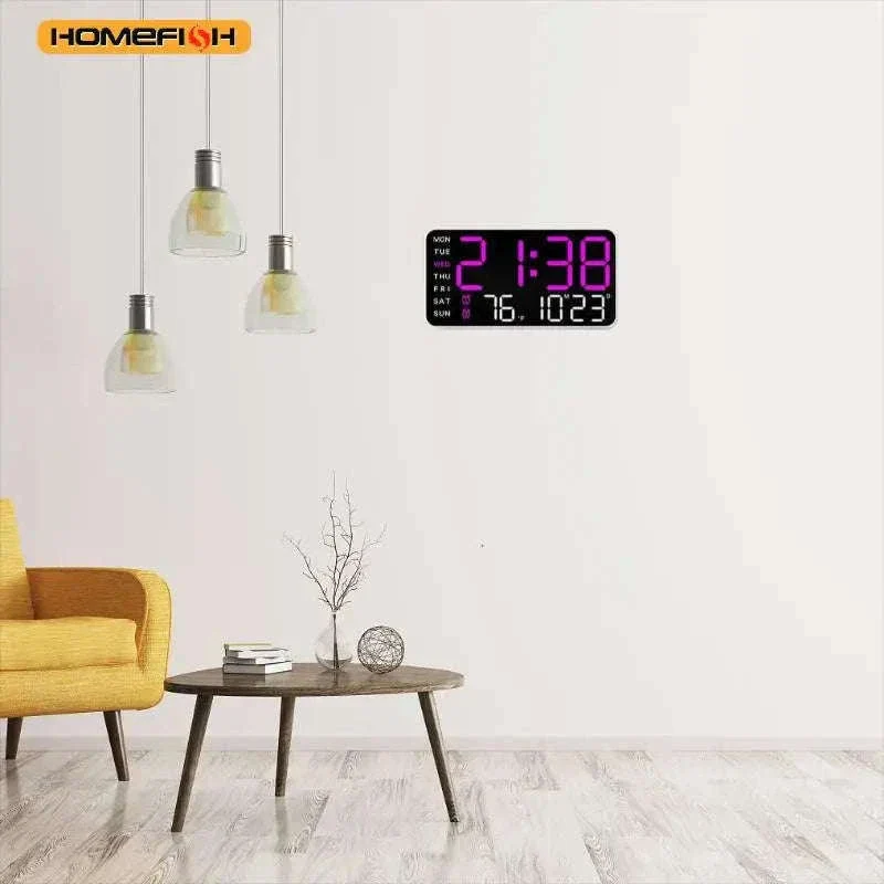 Large LED Digital Wall Clock with Temperature, Date & Remote Control - Image 3