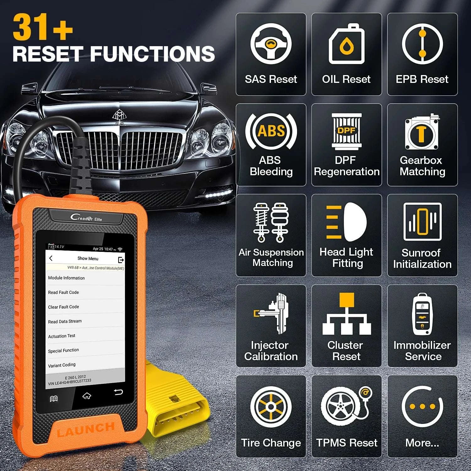LAUNCH X431 Creader Elite OBD2 Scanner for Mercedes Full System - Image 4