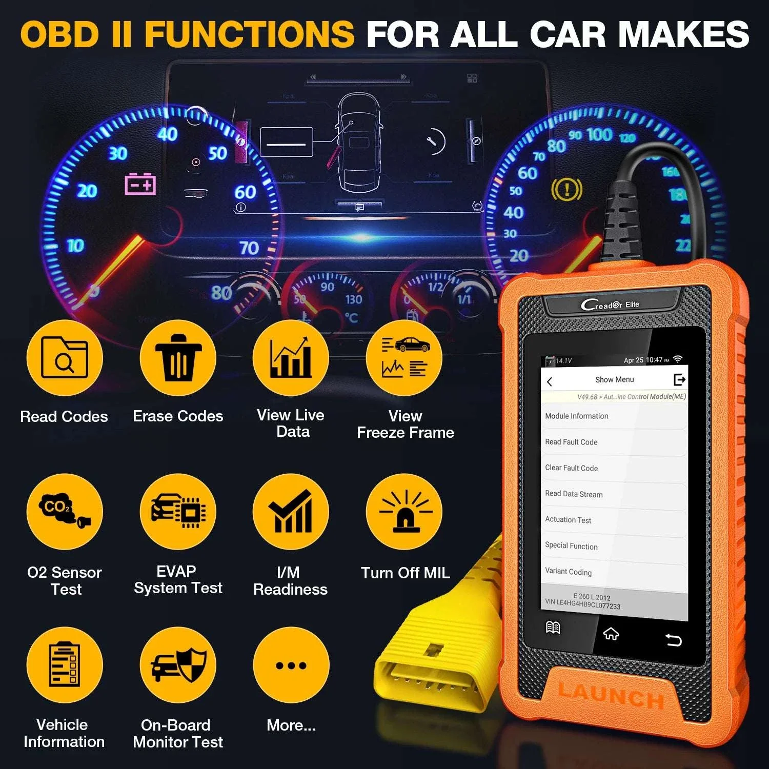 LAUNCH X431 Creader Elite OBD2 Scanner for Mercedes Full System - Image 8