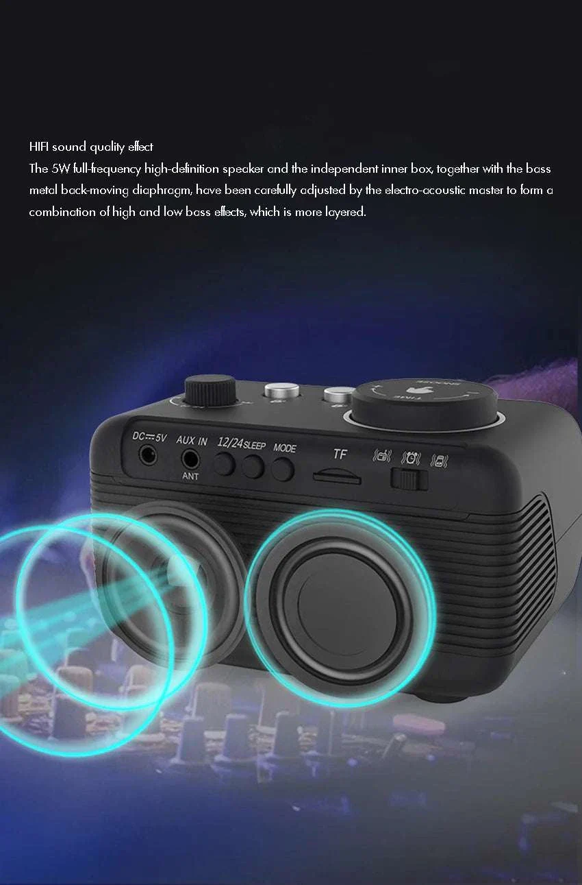 LED Alarm Clock Bluetooth Speaker with FM Radio & USB Charging - Image 10