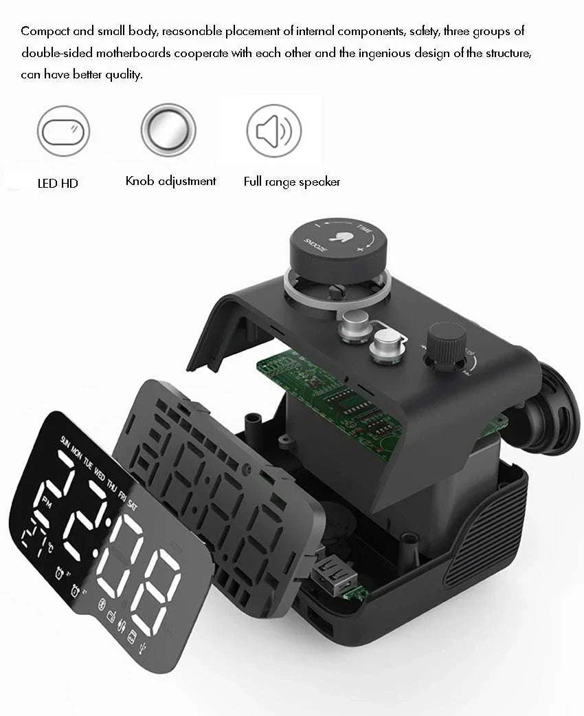 LED Alarm Clock Bluetooth Speaker with FM Radio & USB Charging - Image 12