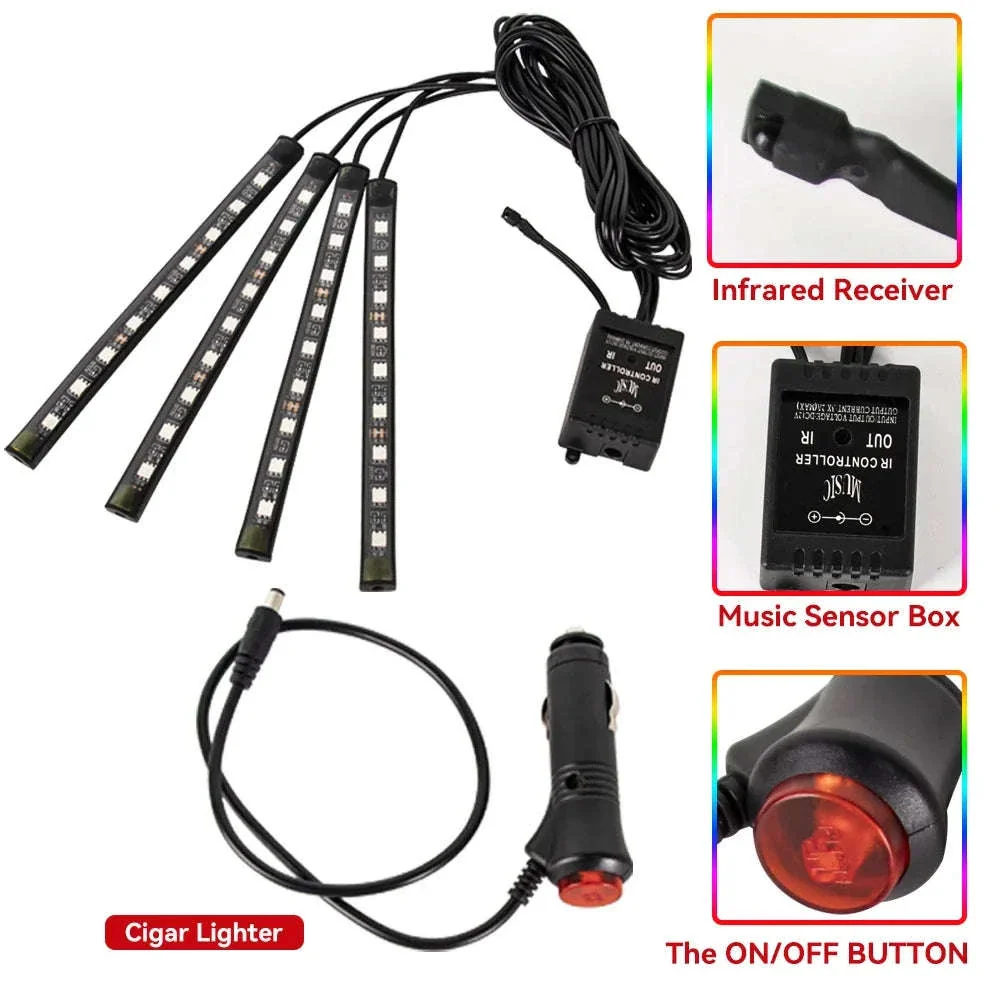Neon RGB LED Car Foot Lights with App and Remote Control - Image 11