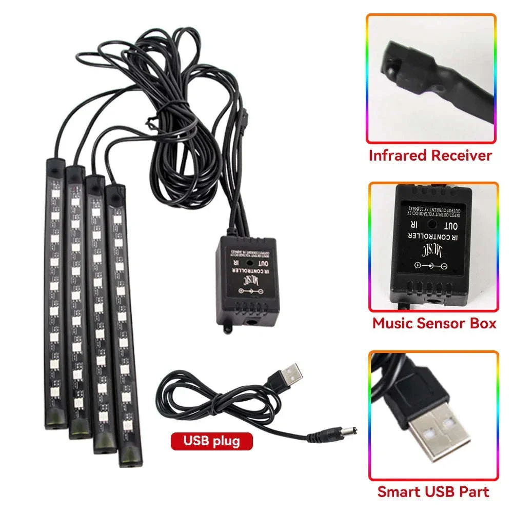 Neon RGB LED Car Foot Lights with App and Remote Control - Image 13