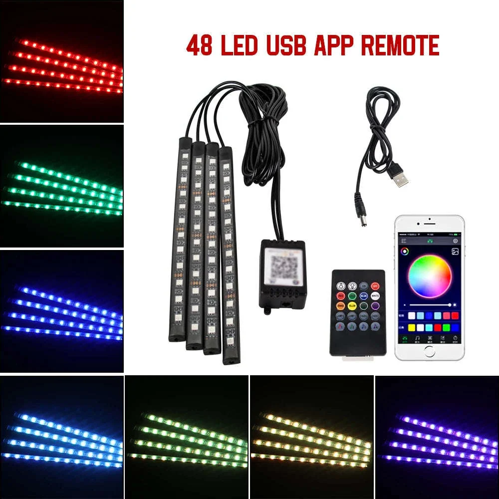 Neon RGB LED Car Foot Lights with App and Remote Control - Image 19