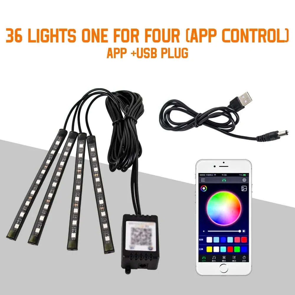 Neon RGB LED Car Foot Lights with App and Remote Control - Image 20