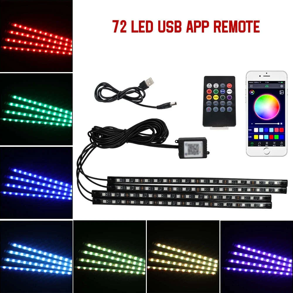 Neon RGB LED Car Foot Lights with App and Remote Control - Image 25
