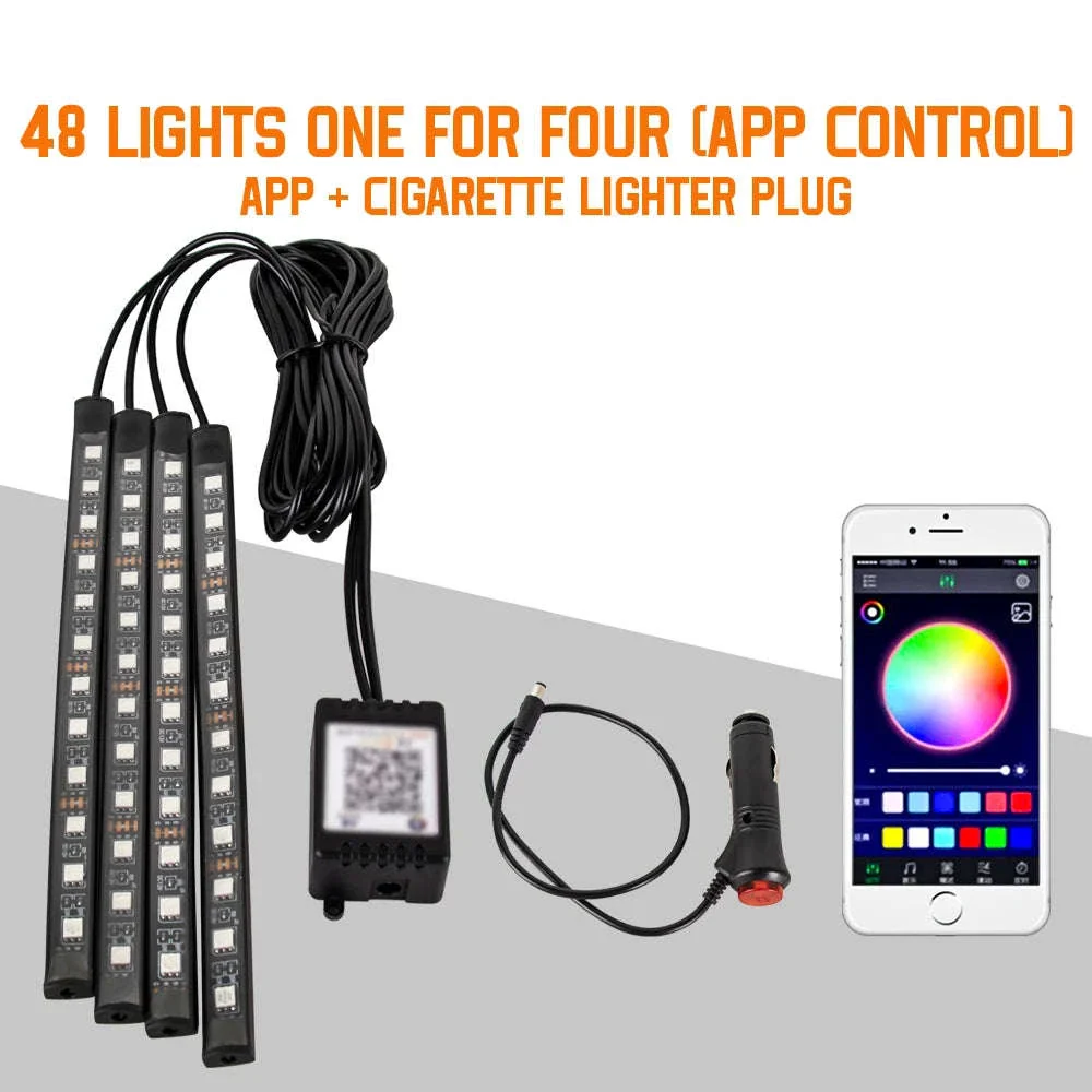 Neon RGB LED Car Foot Lights with App and Remote Control - Image 28