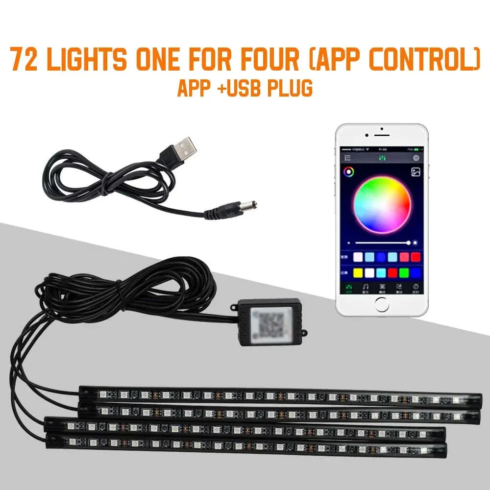 Neon RGB LED Car Foot Lights with App and Remote Control - Image 33