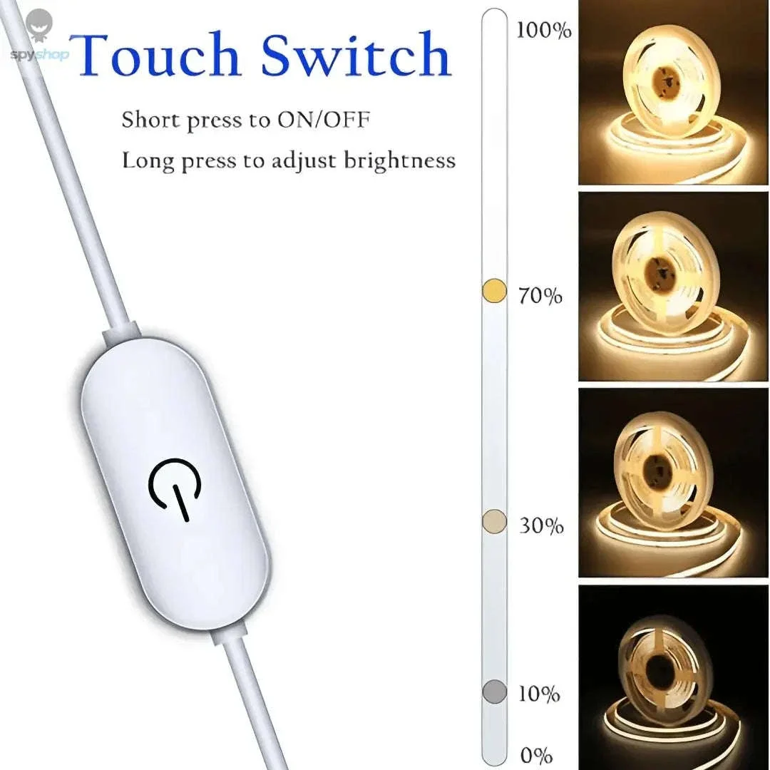 LED COB Light Strip with Touch Dimmer USB Tape Lamp - Image 2