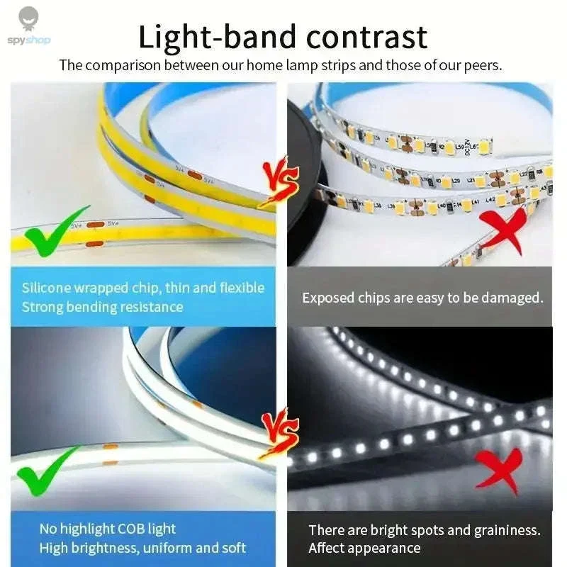 LED COB Light Strip with Touch Dimmer USB Tape Lamp - Image 3