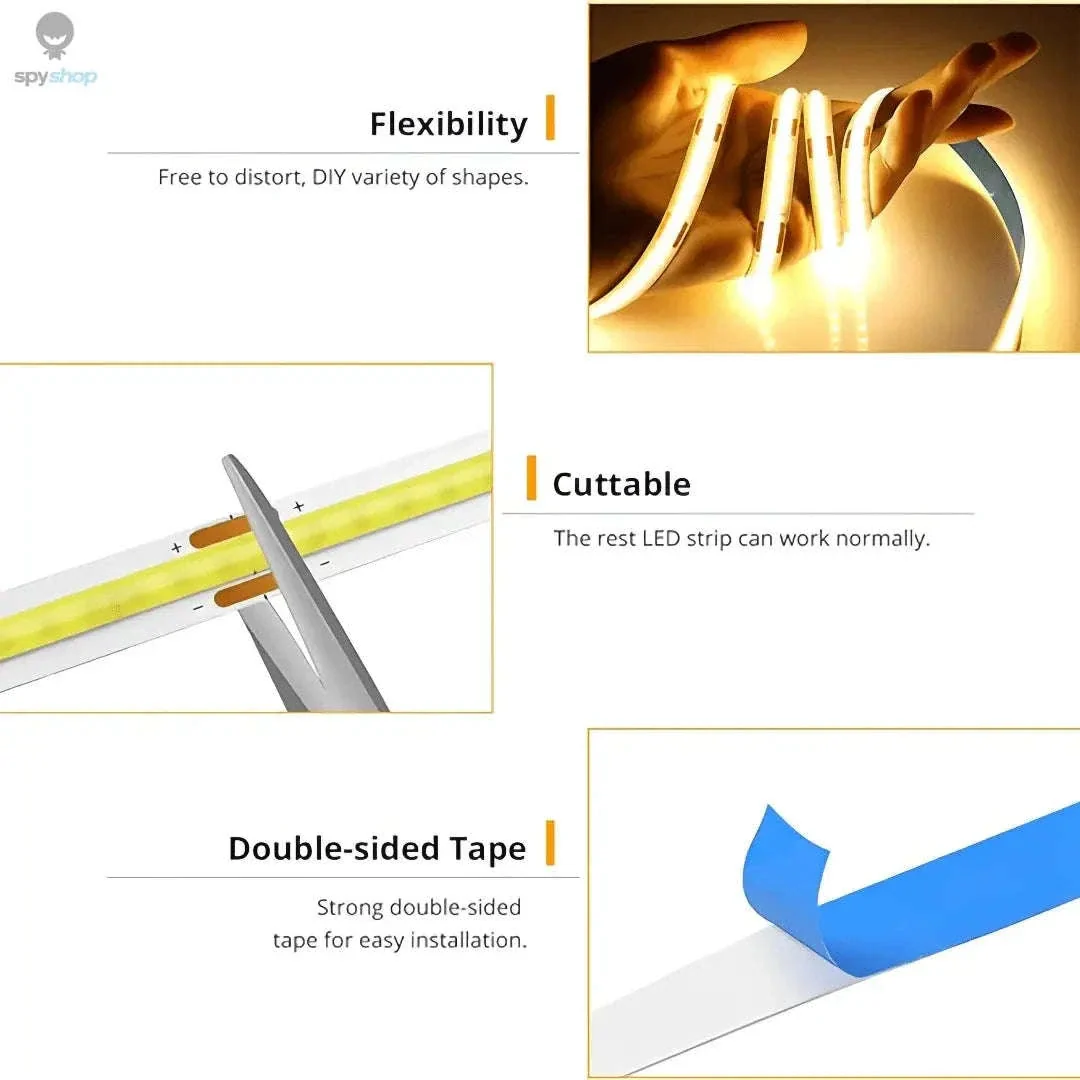 LED COB Light Strip with Touch Dimmer USB Tape Lamp - Image 4