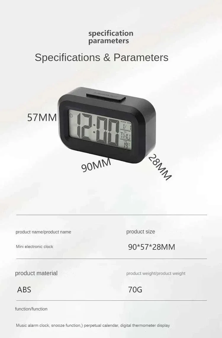 LED Digital Alarm Clock with Temperature, Calendar & Snooze - Image 14