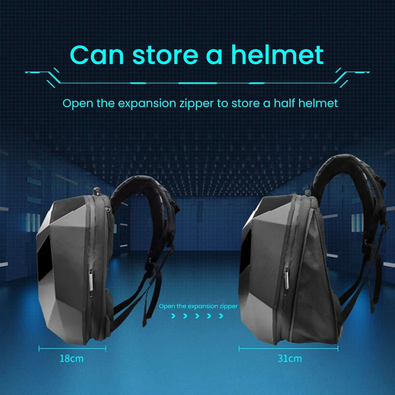 LED Motorcycle Backpack with Programmable Display & Hard Shell - Image 6