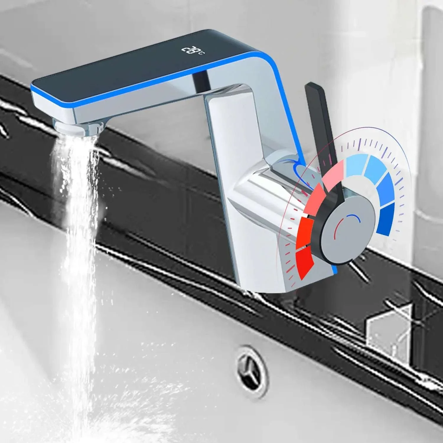 LED Temperature Display Bathroom Faucet with Dual Spray Modes - Image 10