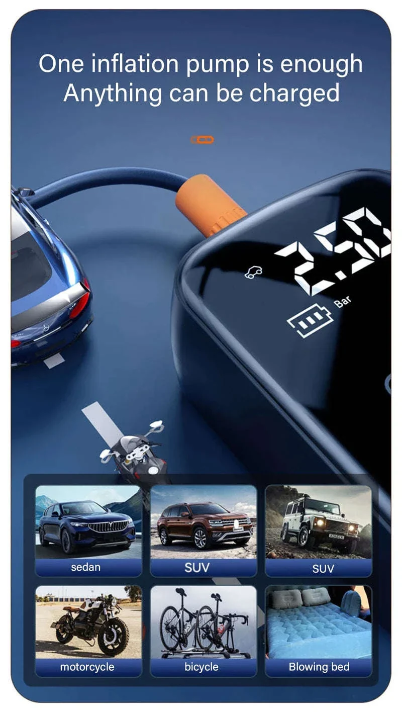 Wireless Car Air Compressor with Digital Display and 12V Mode - Image 8
