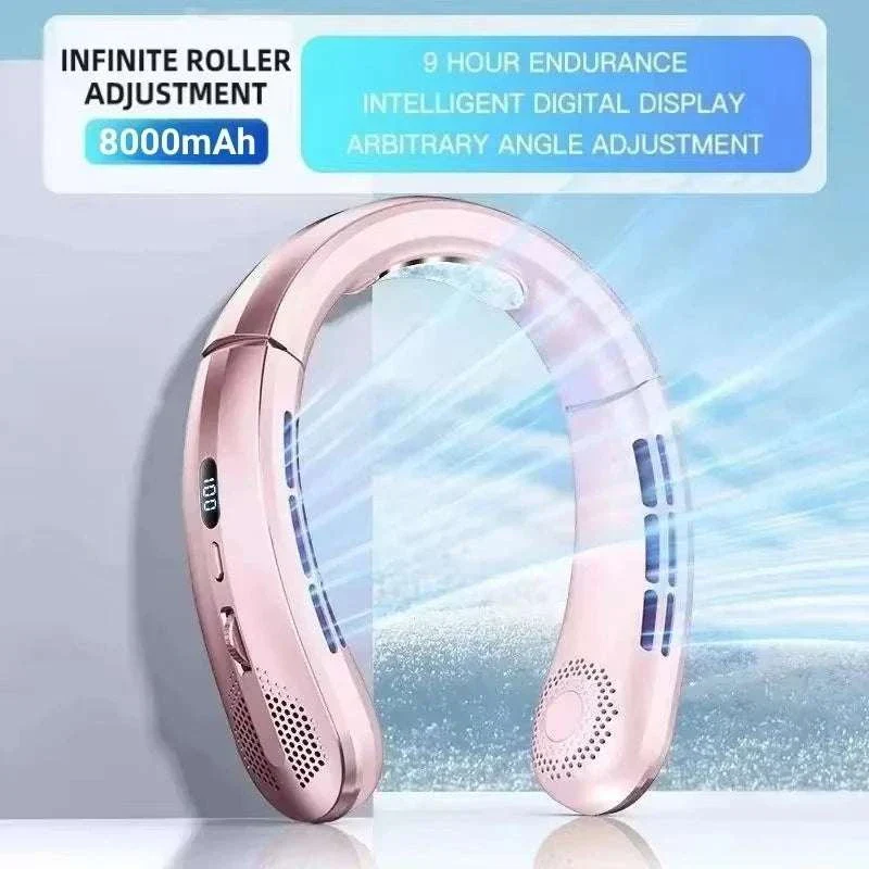 Bladeless Neck Fan 8000mAh USB Rechargeable LED Display - Image 10