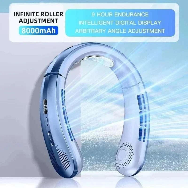 Bladeless Neck Fan 8000mAh USB Rechargeable LED Display - Image 11