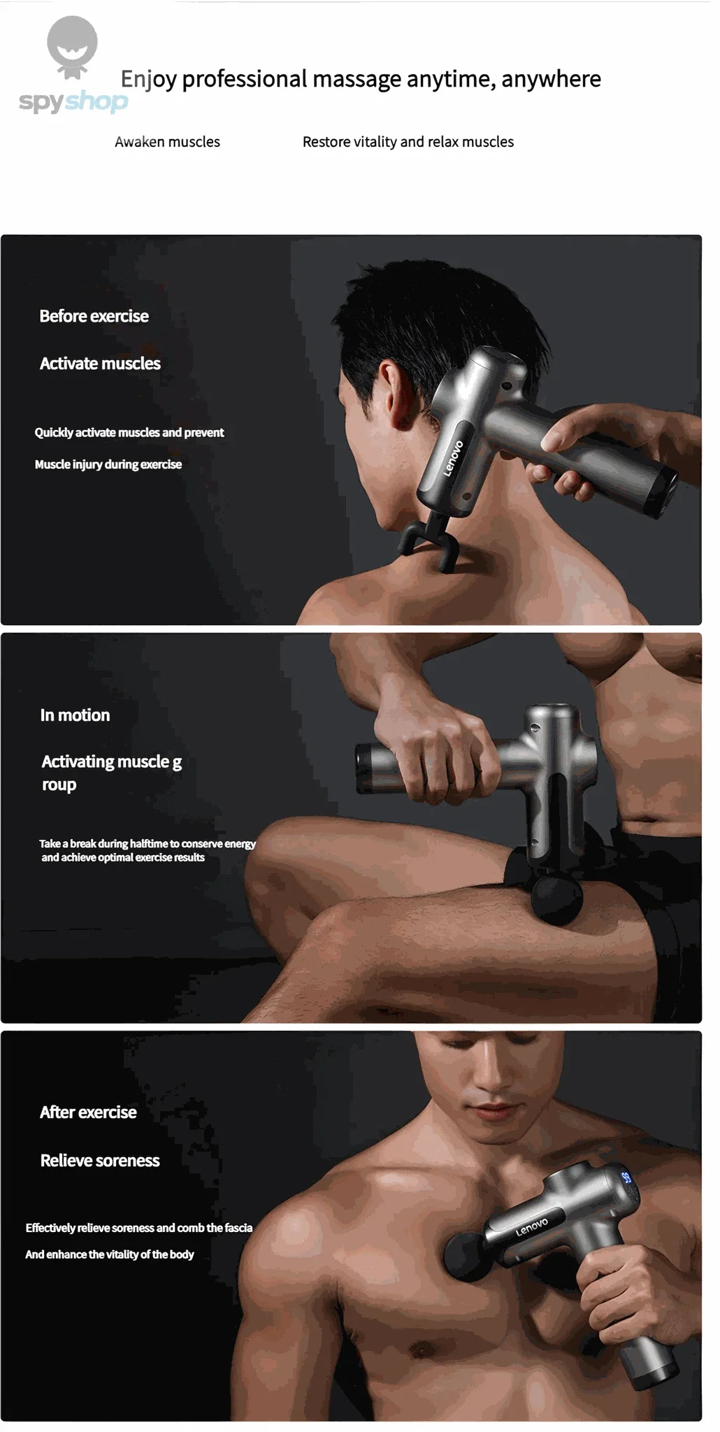 Lenovo Deep Muscle Fascia Gun for Sore Muscle Relief - Image 27