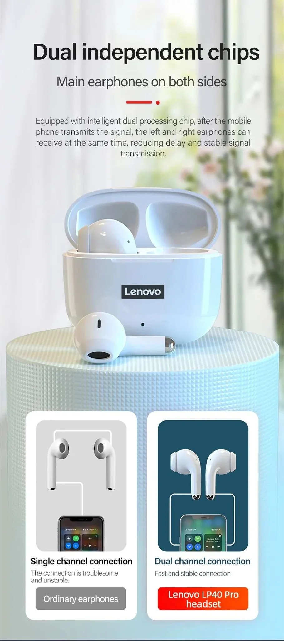 Lenovo LP40 Pro Wireless Earbuds Bluetooth 5.3 Low Latency - Image 12