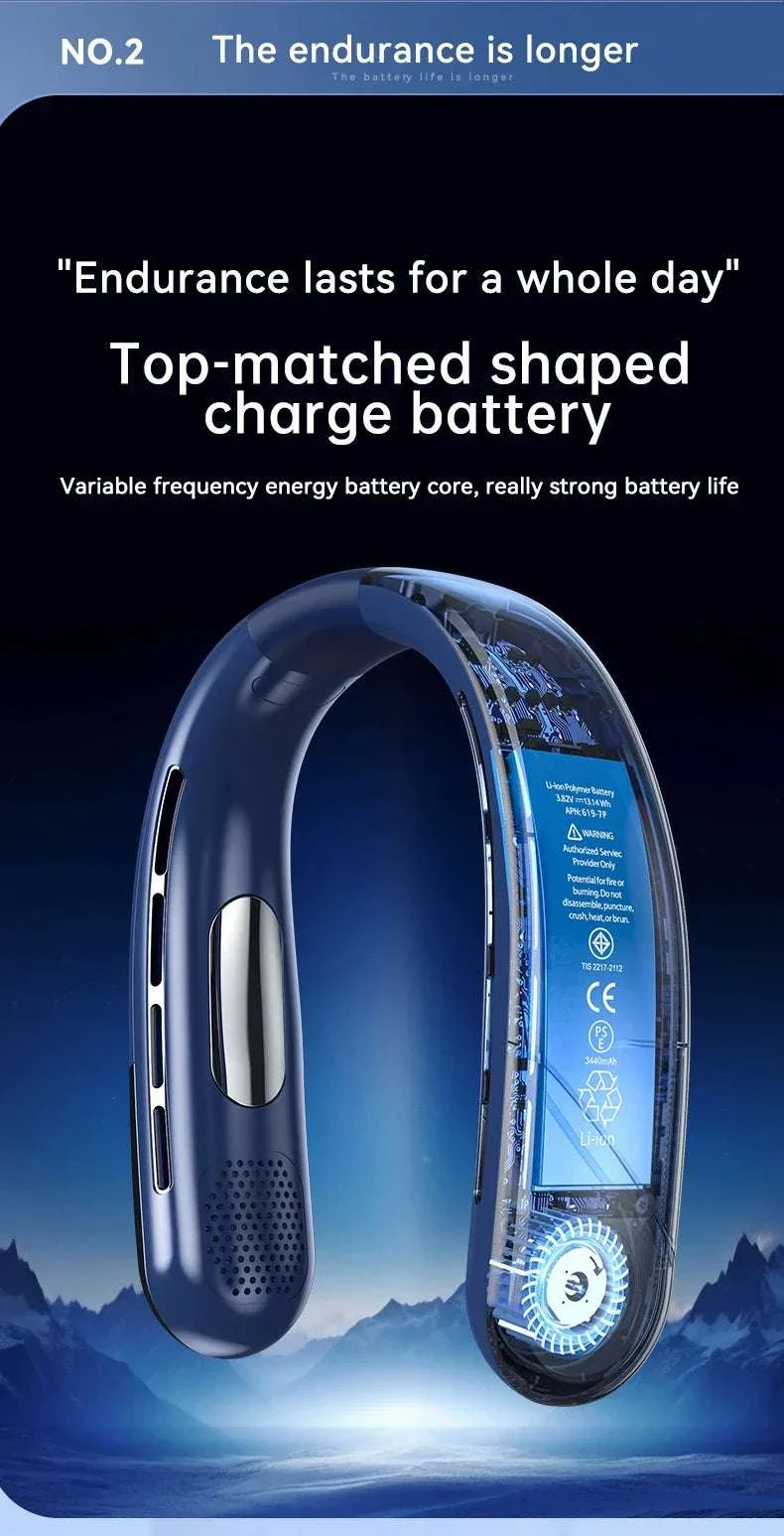 Portable Neck Air Conditioner Fan 5-Speed Rechargeable Cooling - Image 14