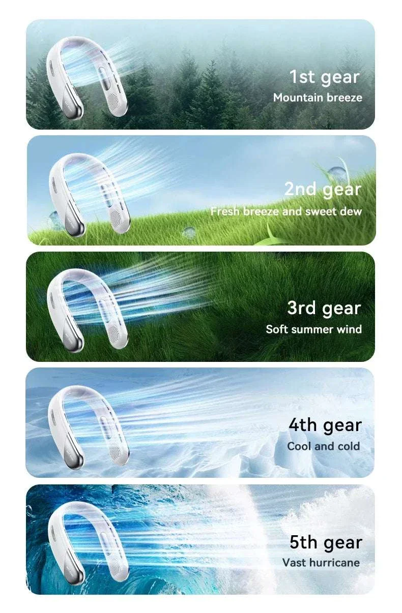 Portable Neck Air Conditioner Fan 5-Speed Rechargeable Cooling - Image 19