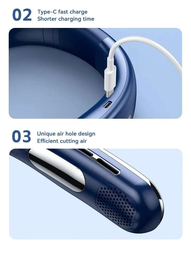 Portable Neck Air Conditioner Fan 5-Speed Rechargeable Cooling - Image 25