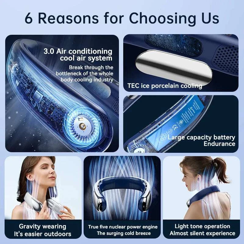 Portable Neck Air Conditioner Fan 5-Speed Rechargeable Cooling - Image 6