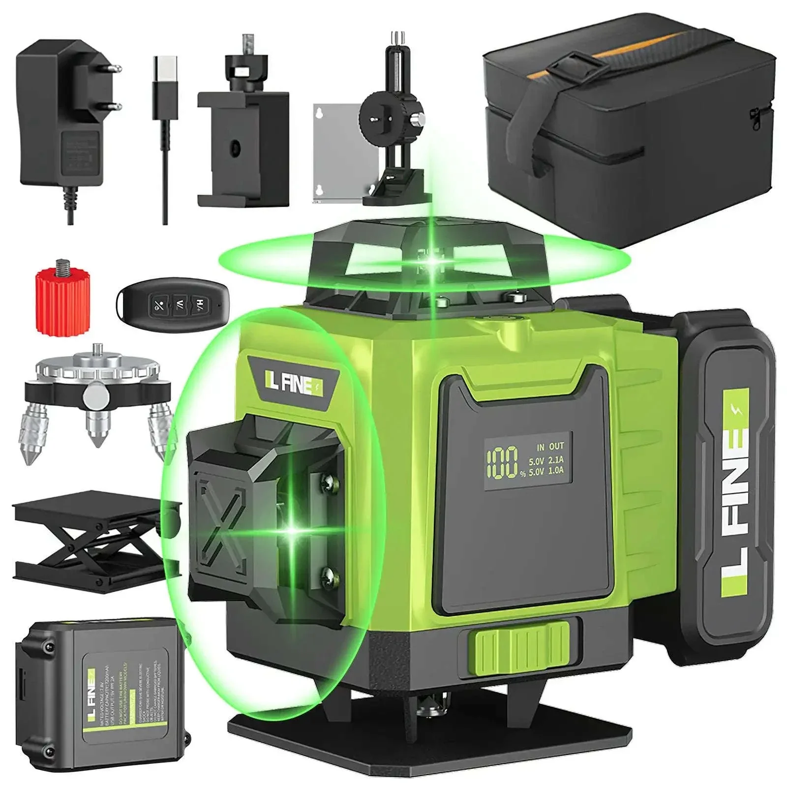 4D Laser Level 16-Line 360° Self-Leveling Tool