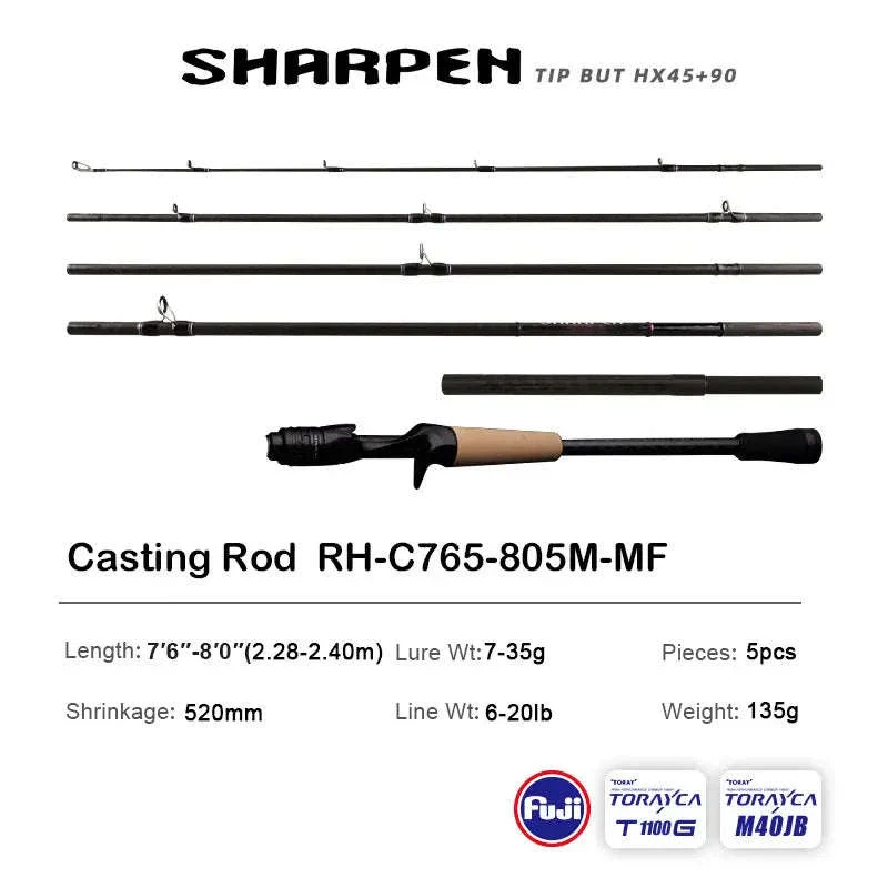 Lightweight Carbon Spinning & Casting Fishing Rod Fast Action Bass Pike - Image 65