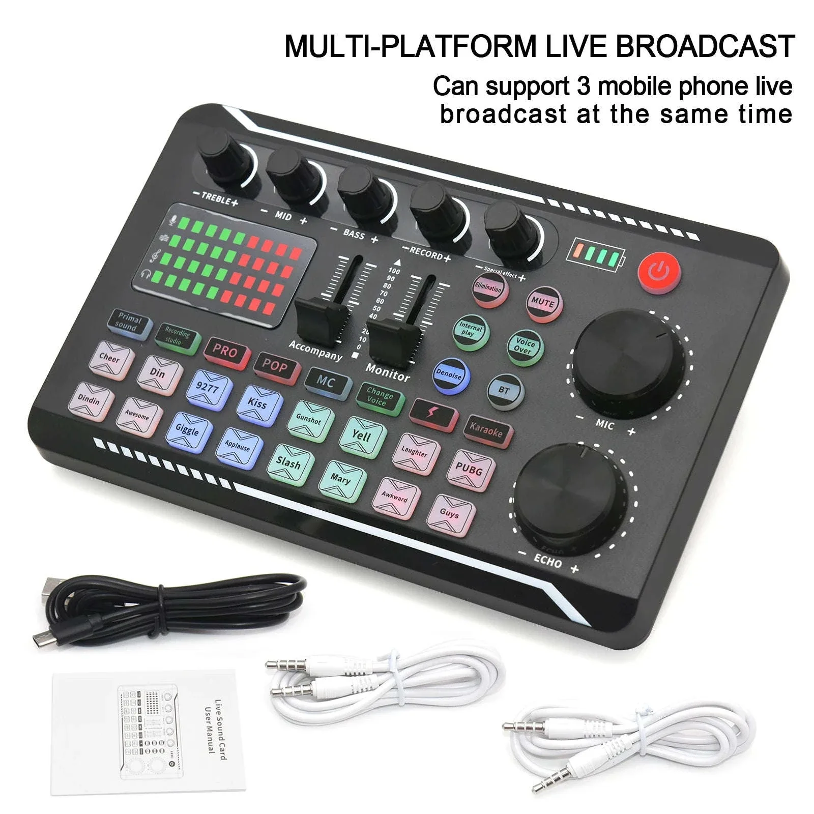 F998 Live Sound Card and DJ Audio Mixer for Streaming - Image 10