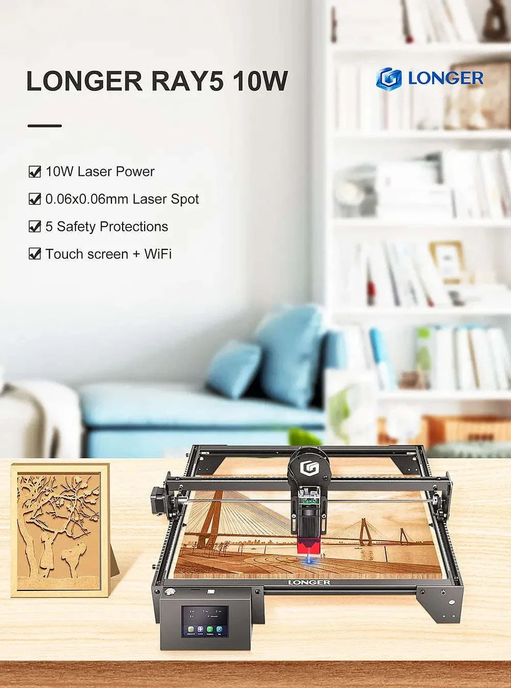 LONGER RAY5 10W Laser Engraver, 0.06mm Precision Spot - Image 7