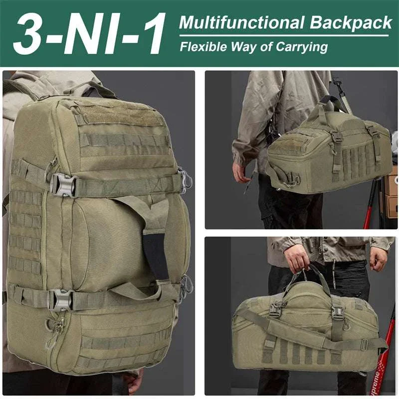 3-Way Tactical Duffel Backpack 30L 50L 80L Travel Hiking Bag - Image 2