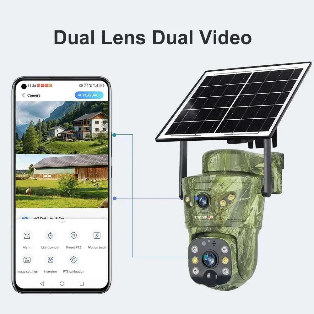 4K Solar Security Camera with 360° PTZ, 4G/WiFi & Dual Screen - Image 2