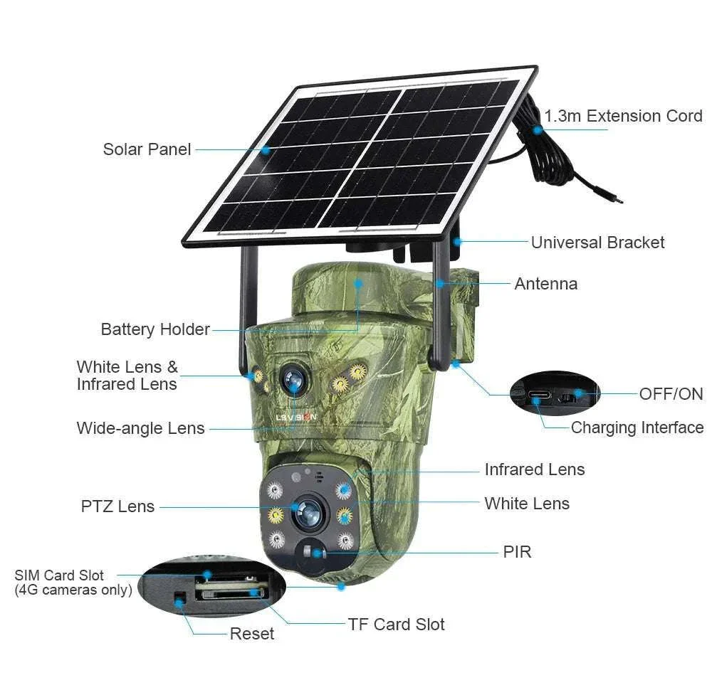 4K Solar Security Camera with 360° PTZ, 4G/WiFi & Dual Screen - Image 21